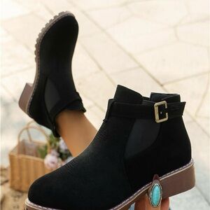 Black Ankle Boots with Buckle